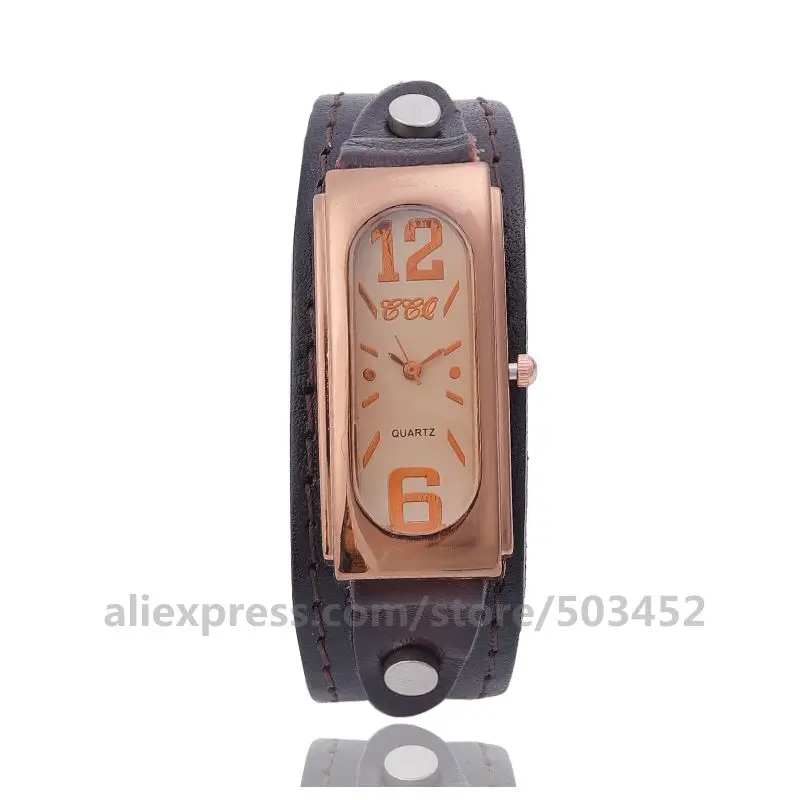 100 шт./лот CCQ 92018 женские часы повседневные из натуральной кожи квадратной формы