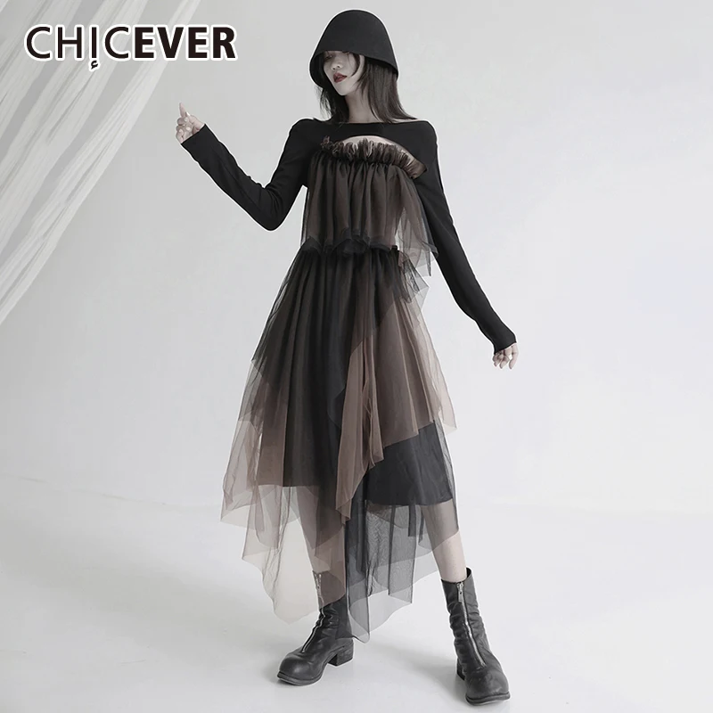 CHICEVER повседневное лоскутное Сетчатое платье для женщин с круглым воротником и длинным рукавом, высокая талия, миди платья для женщин, корей...
CHICEVER повседневное лоскутное Сетчатое платье для женщин с круглым воротником и длинным рукавом, высокая талия, миди платья для женщин, корей...