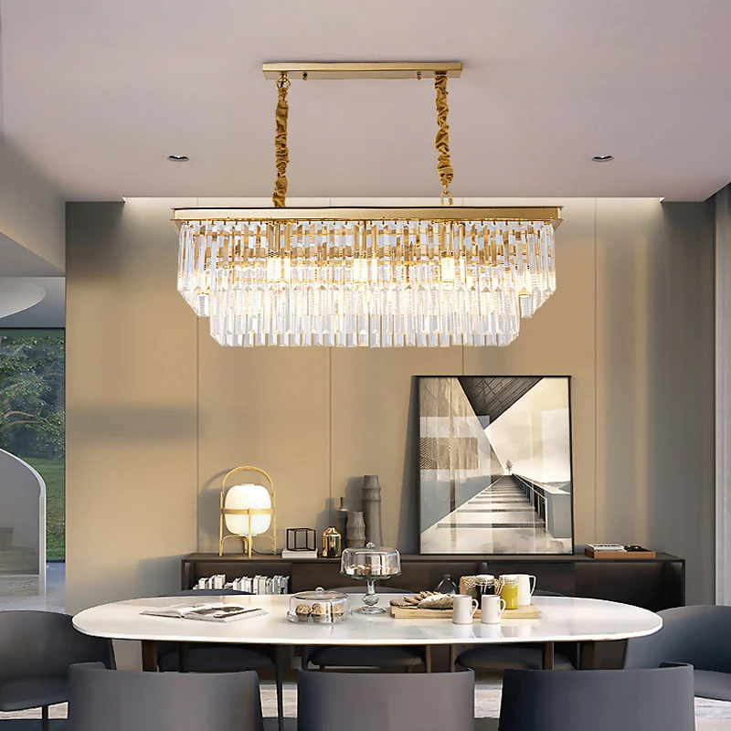 Dining room light crystal chandelier post-modern simple rectangular light luxury bar table dining room black gold lighting
Dining room light crystal chandelier post-modern simple rectangular light luxury bar table dining room black gold lighting