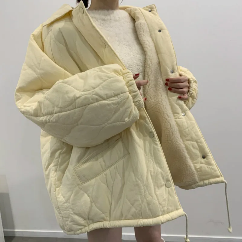 Imitation Lamb Velvet Splice Fashion Parka Coat Sweet Loose Drawstring Single Breasted Thick Warm Cotton-padded Coats Woman
Imitation Lamb Velvet Splice Fashion Parka Coat Sweet Loose Drawstring Single Breasted Thick Warm Cotton-padded Coats Woman