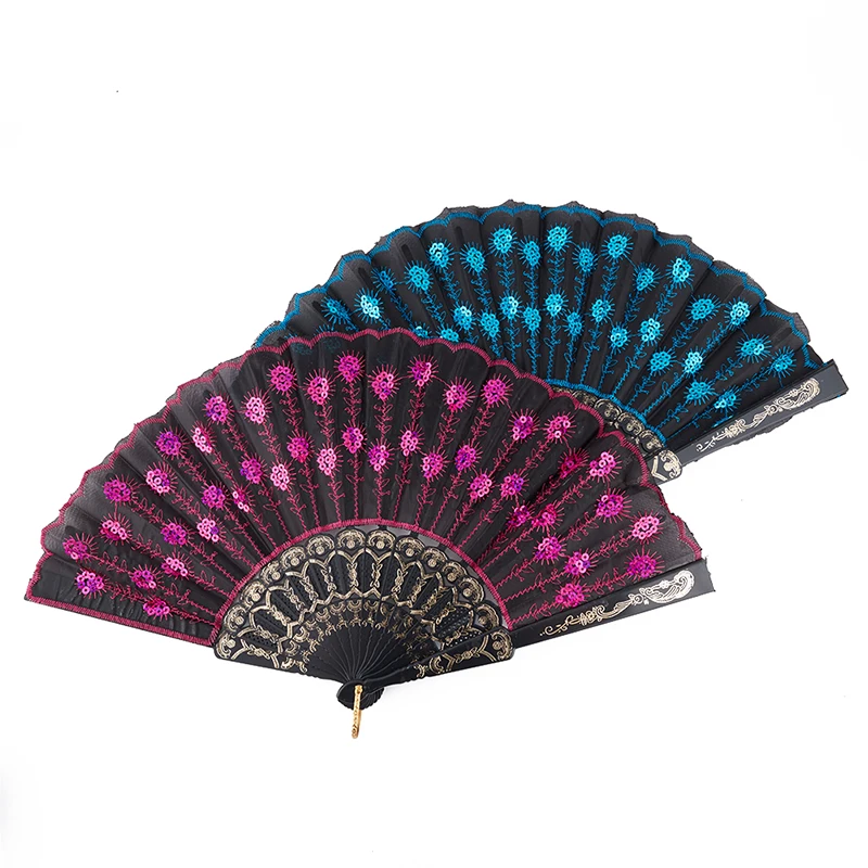 New 1PC Rainbow color Christmas Dance Fan Peacock Pattern Folding Hand held Embroidered Sequin Gift fan
New 1PC Rainbow color Christmas Dance Fan Peacock Pattern Folding Hand held Embroidered Sequin Gift fan