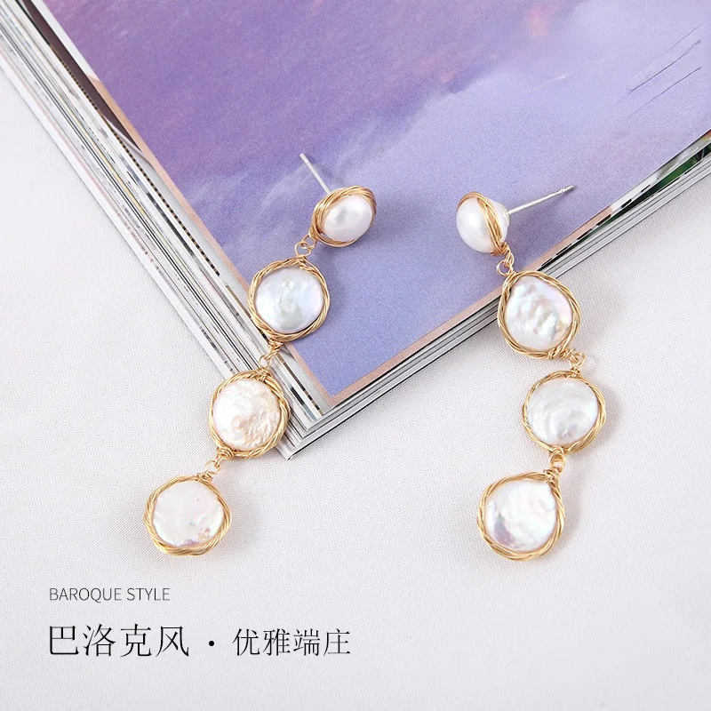 Natural Baroque Pearl Stud Earrings Women's Long Earrings Retro Winding 925 Silver Needle Earrings Luxury Ladies Pearl Jewelry
Natural Baroque Pearl Stud Earrings Women's Long Earrings Retro Winding 925 Silver Needle Earrings Luxury Ladies Pearl Jewelry
