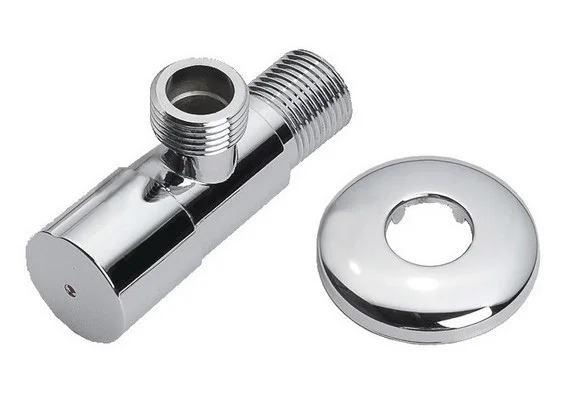 

Один серебристый полированный хромированный латунный аксессуар для ванной комнаты угловой стопорный клапан 1/2 дюйма Dav006
