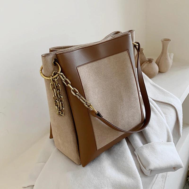 Vintage Patchwork Suede Chain Shoulder Bags For Women Large Capacity A4 Work Female Briefcase Bucket Ladies Messenger Bags 2021
Vintage Patchwork Suede Chain Shoulder Bags For Women Large Capacity A4 Work Female Briefcase Bucket Ladies Messenger Bags 2021