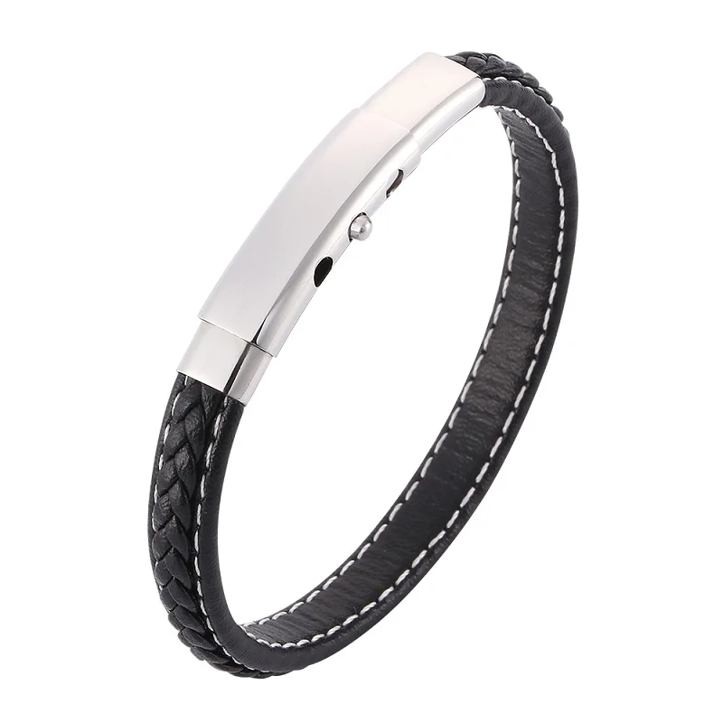 Men Fashion Jewelry Black/Blue Leather Bracelet Male Unique Adjustable Stainless Steel Clasp Leather Bangle Gifts PD0393
Men Fashion Jewelry Black/Blue Leather Bracelet Male Unique Adjustable Stainless Steel Clasp Leather Bangle Gifts PD0393