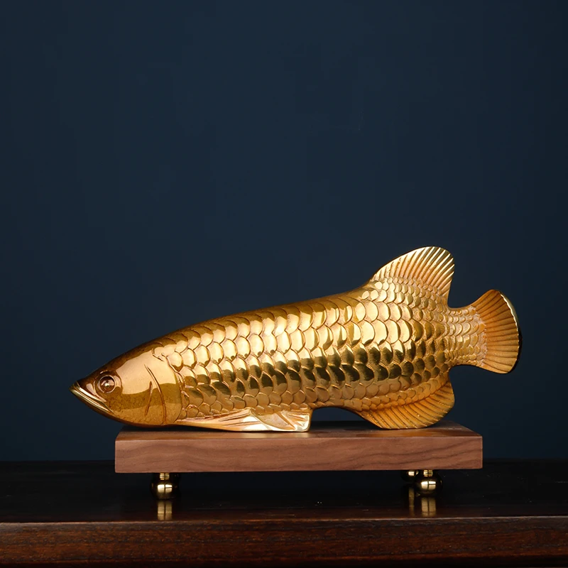 

Comapany Home SHOP BAR Club high grade decorative art ZHAO CAI Good luck fortune golden dragon fishes Arowana brass Sculpture A2