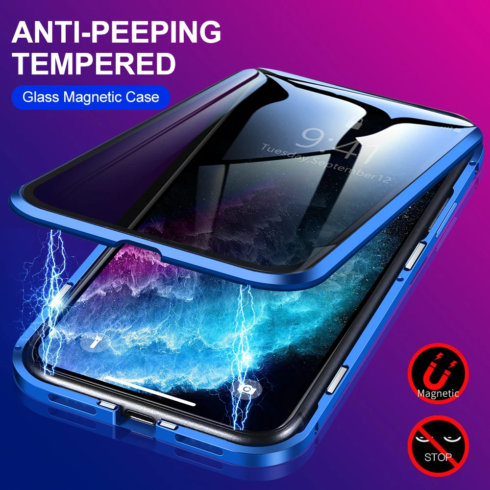 Магнитный стеклянный чехол KISSCASE для iPhone 12 Pro Max Mini 11 X XR XS 6 6S 7 8 Plus металлический