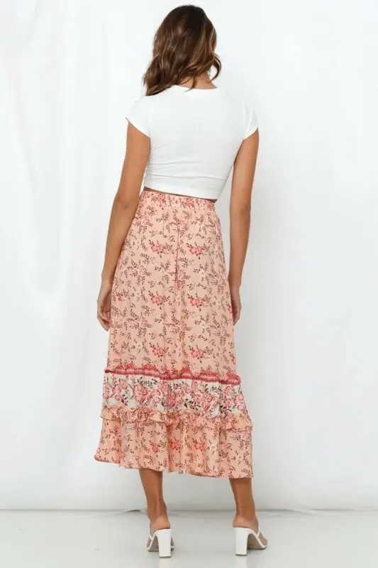 Vintage Women High Waist Pleated Long Maxi Skirt Floral Print Elastic Waist Swing Skirt Lace-up Ruffles Beach Bohenmian Skirt
Vintage Women High Waist Pleated Long Maxi Skirt Floral Print Elastic Waist Swing Skirt Lace-up Ruffles Beach Bohenmian Skirt