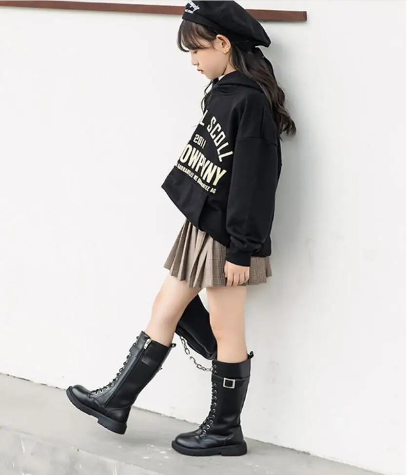 Girls Long leather Boots fashion lace-up Children's Tall Martin Boots 2020 winter warm Children snow boots Kids Shoes motorcycle
Girls Long leather Boots fashion lace-up Children's Tall Martin Boots 2020 winter warm Children snow boots Kids Shoes motorcycle