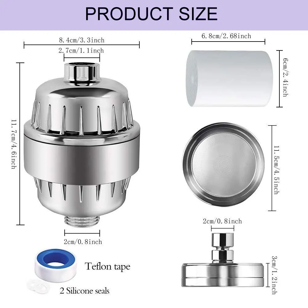 Filtered Shower Head Set 15 Stage Aluminum Hard Water Filter for Removing Chlorine Harmful Substances Silver Water Saving Shower
Filtered Shower Head Set 15 Stage Aluminum Hard Water Filter for Removing Chlorine Harmful Substances Silver Water Saving Shower