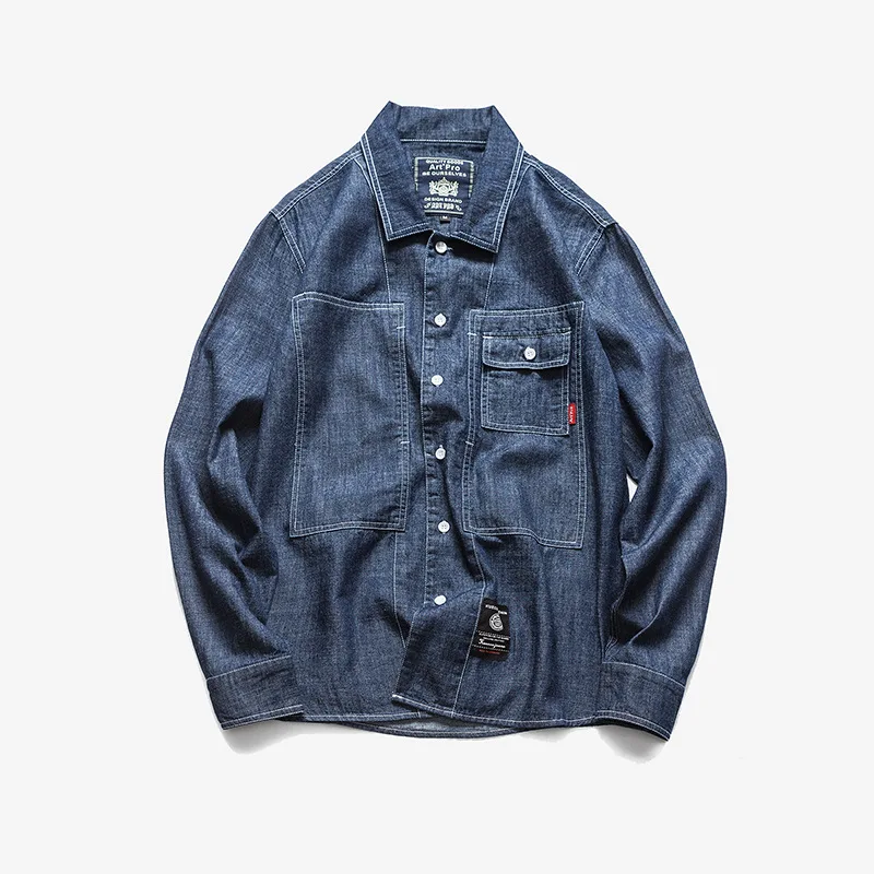 Fashion classic spring new pure color simple denim shirt men's loose personality pocket casual top
Fashion classic spring new pure color simple denim shirt men's loose personality pocket casual top