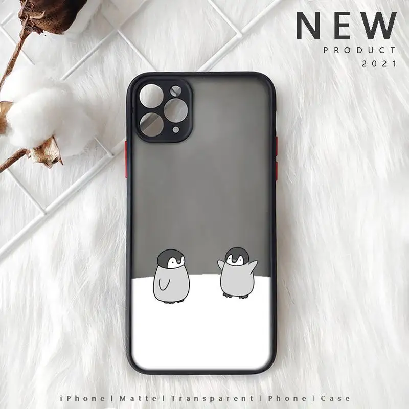 Cartoon animals penguin Phone Case Matte Transparent for iphone 11 12 pro mini XS XR X max 7 8 plus TPU Mobile bags coque shell
Cartoon animals penguin Phone Case Matte Transparent for iphone 11 12 pro mini XS XR X max 7 8 plus TPU Mobile bags coque shell