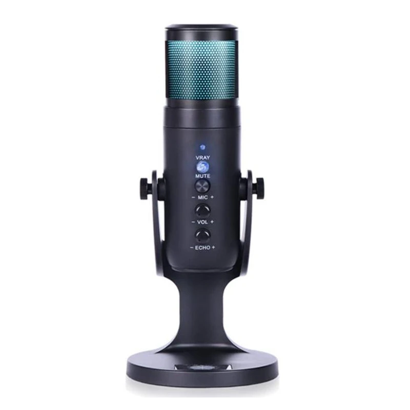 

RGB USB Desktop Streaming Media Podcast PC Microphone,Cardioid Condenser Microphone,for Skype,YouTube,Karaoke,Game,Etc