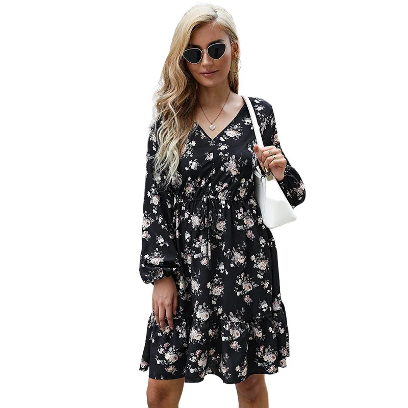 Floral Print Long Sleeve Women Dress Autumn Lace-up A-line Dress Fashion Female V-neck Loose Casual Vestido
Floral Print Long Sleeve Women Dress Autumn Lace-up A-line Dress Fashion Female V-neck Loose Casual Vestido