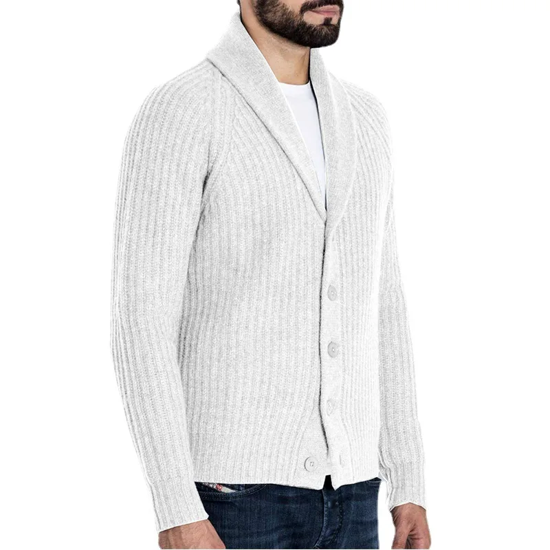 2021 Men's Autumn and Winter New Cardigan Sweater Suit Collar Solid Color Long Sleeve Sweater
2021 Men's Autumn and Winter New Cardigan Sweater Suit Collar Solid Color Long Sleeve Sweater