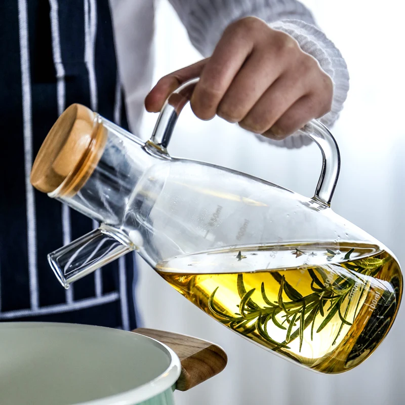 Transparent Glass Oil Bottle with Handle Scale Heat-resistant Lecythus Kitchen Tools Soy Vinegar Sauce Container
Transparent Glass Oil Bottle with Handle Scale Heat-resistant Lecythus Kitchen Tools Soy Vinegar Sauce Container