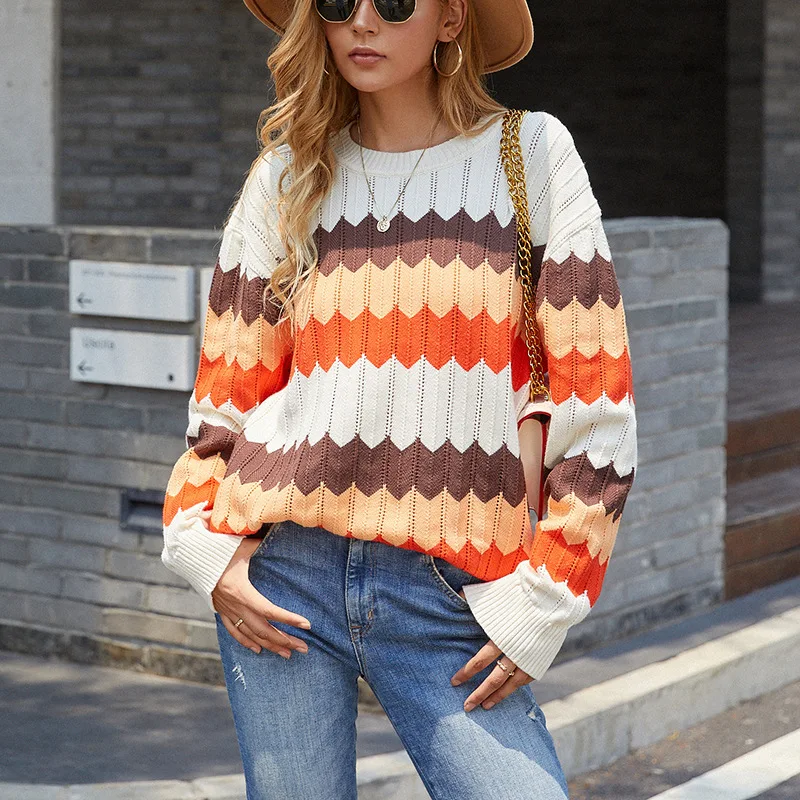 FAKUNTN New Autumn And Winter Wave Striped Sweater Wave Stripe Stitching Contrast Sweater Women Casual Loose Women's Clothing
FAKUNTN New Autumn And Winter Wave Striped Sweater Wave Stripe Stitching Contrast Sweater Women Casual Loose Women's Clothing
