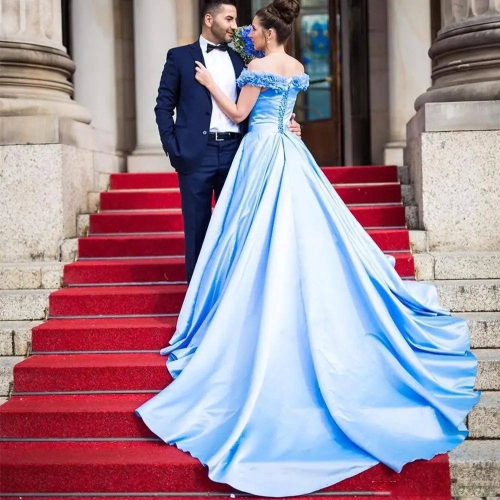 Light Sky Blue Clothes Long way From The Shoulder Handmade Flowers One Line Satin Dress Lace Up Back Formal Wedding
Light Sky Blue Clothes Long way From The Shoulder Handmade Flowers One Line Satin Dress Lace Up Back Formal Wedding