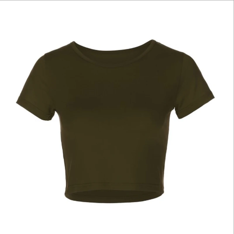 New Women's T-Shirts Summer Short Sleeve O-Neck Navel Tees Girl's Casual Solid Skinny Cropped Tops Lady Fashion Clothing
New Women's T-Shirts Summer Short Sleeve O-Neck Navel Tees Girl's Casual Solid Skinny Cropped Tops Lady Fashion Clothing