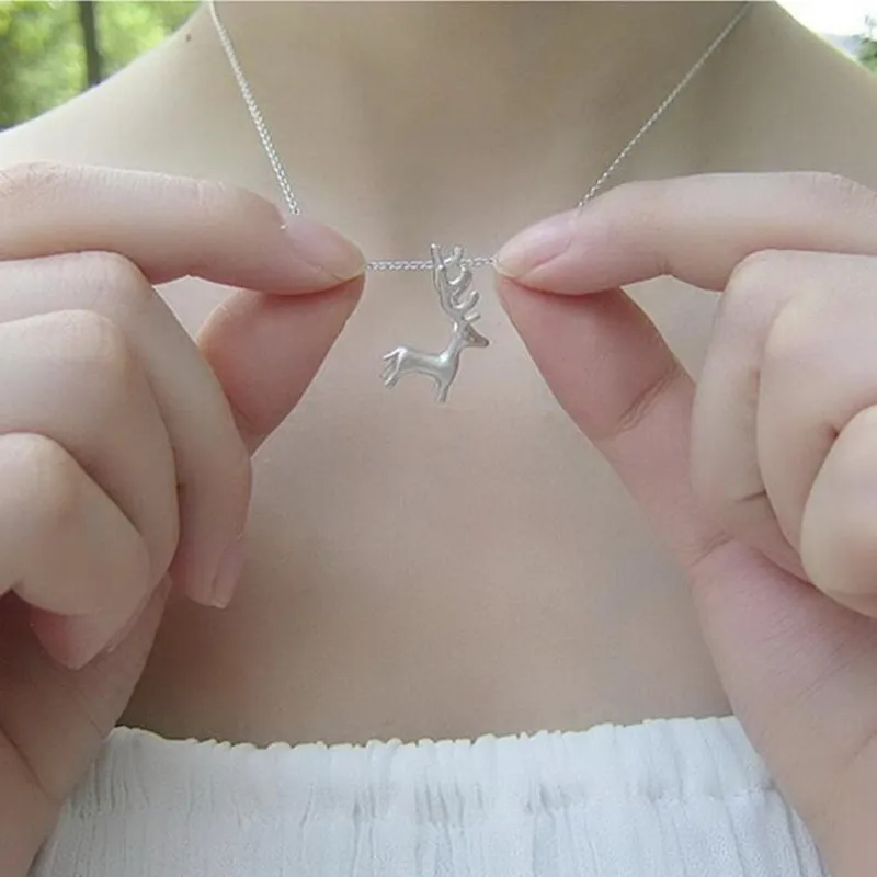 Personality Christmas Female Accessories 925 Sterling Silver Jewelry Elk Deer Exquisite Clavicle Chain Pendant Necklaces N138
Personality Christmas Female Accessories 925 Sterling Silver Jewelry Elk Deer Exquisite Clavicle Chain Pendant Necklaces N138