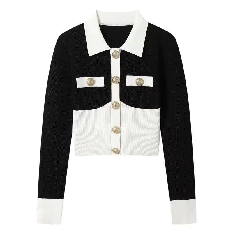Spring coat women's 2021 new temperament slim fit small fragrance big gold button color contrast jacket
Spring coat women's 2021 new temperament slim fit small fragrance big gold button color contrast jacket