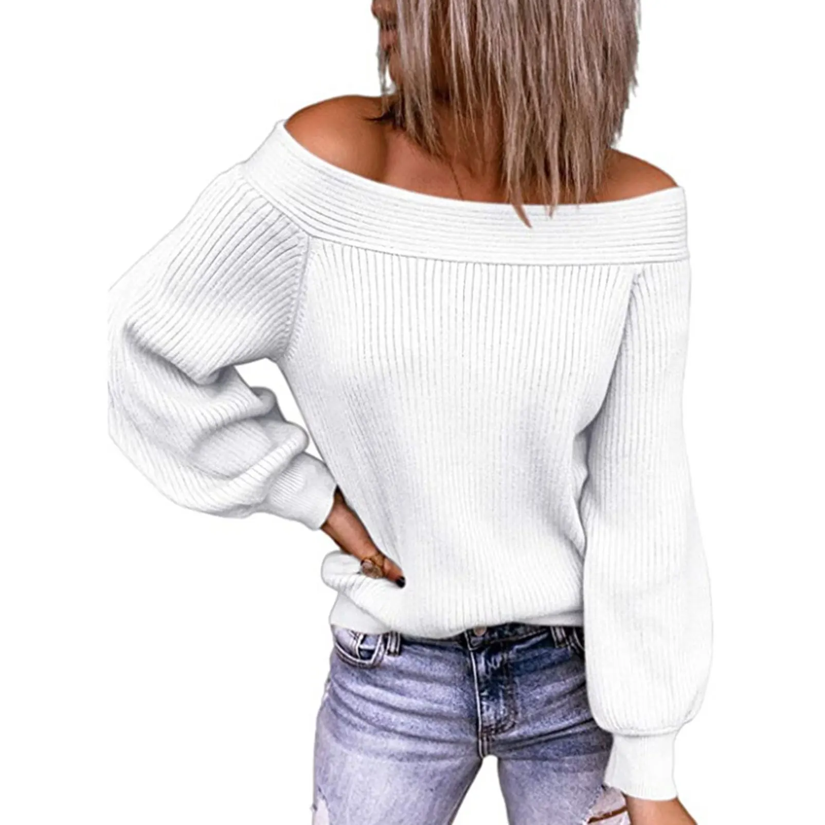 Женский свободный трикотажный свитер с открытыми плечами и одним воротом, однотонный пуловер на осень и зиму
Женский свободный трикотажный свитер с открытыми плечами и одним воротом, однотонный пуловер на осень и зиму