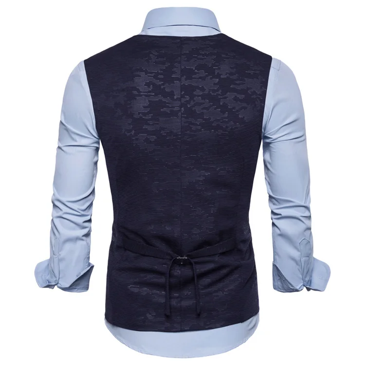 

Spring new British style European code leisure U-collar double breasted slim body dark pattern business waistcoat male 9709