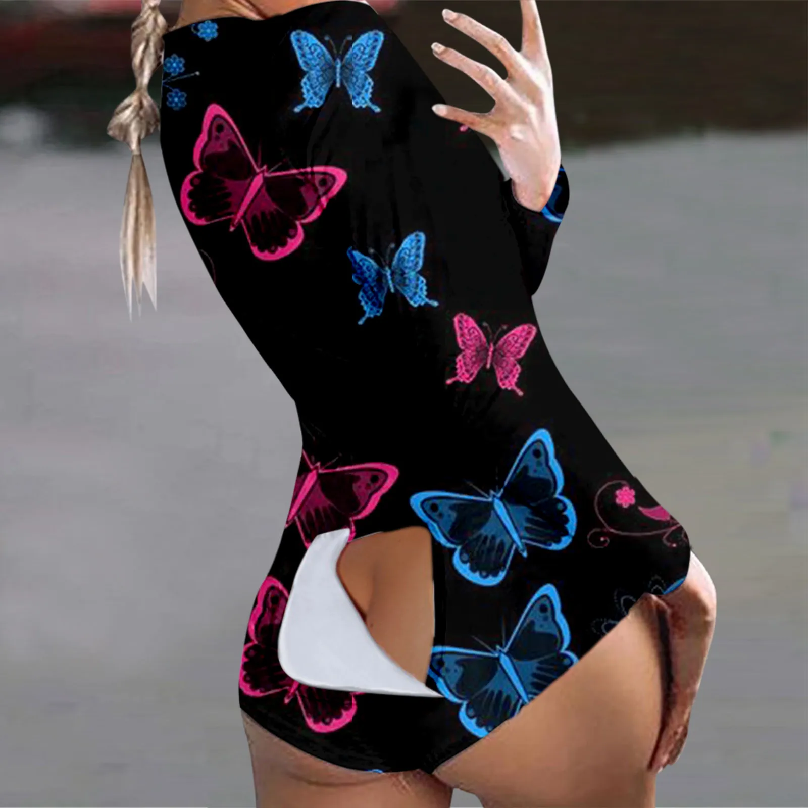 Open Butt Bodysuit Jumpsuit Set Women V-neck Sleepwear Rompersplaysuits Butterfly Print Functional Buttoned Flap Adults Jumpsuit
Open Butt Bodysuit Jumpsuit Set Women V-neck Sleepwear Rompersplaysuits Butterfly Print Functional Buttoned Flap Adults Jumpsuit