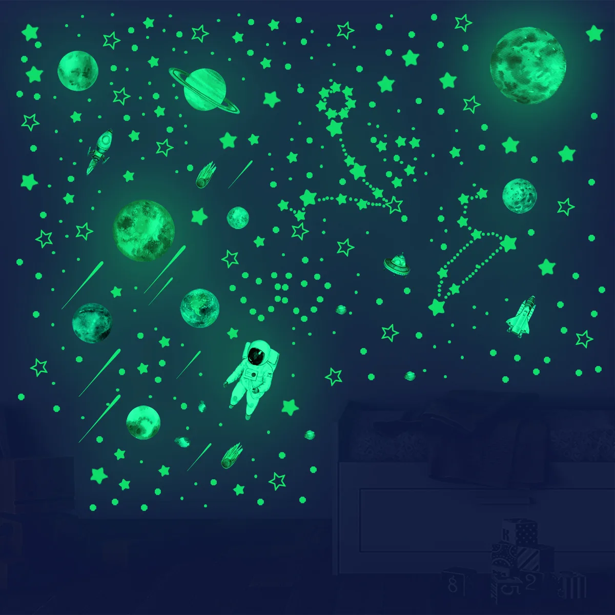 849pcs Luminous Glow In The Dark Stickers Space Star Dot Astronaut Sticker Kids Bedroom Removable Wall Sticker Glow
849pcs Luminous Glow In The Dark Stickers Space Star Dot Astronaut Sticker Kids Bedroom Removable Wall Sticker Glow