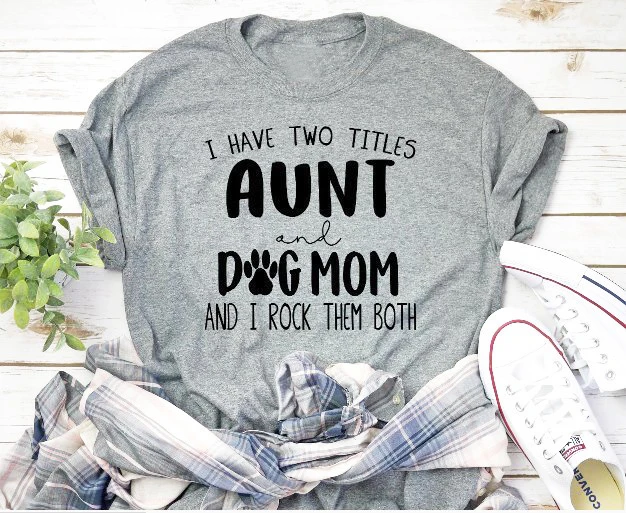 I have two titles Aunt and Dog Mom and I rock them Both T Shirt funny slogan women fashion casual tumblr aesthetic tees- K115
I have two titles Aunt and Dog Mom and I rock them Both T Shirt funny slogan women fashion casual tumblr aesthetic tees- K115