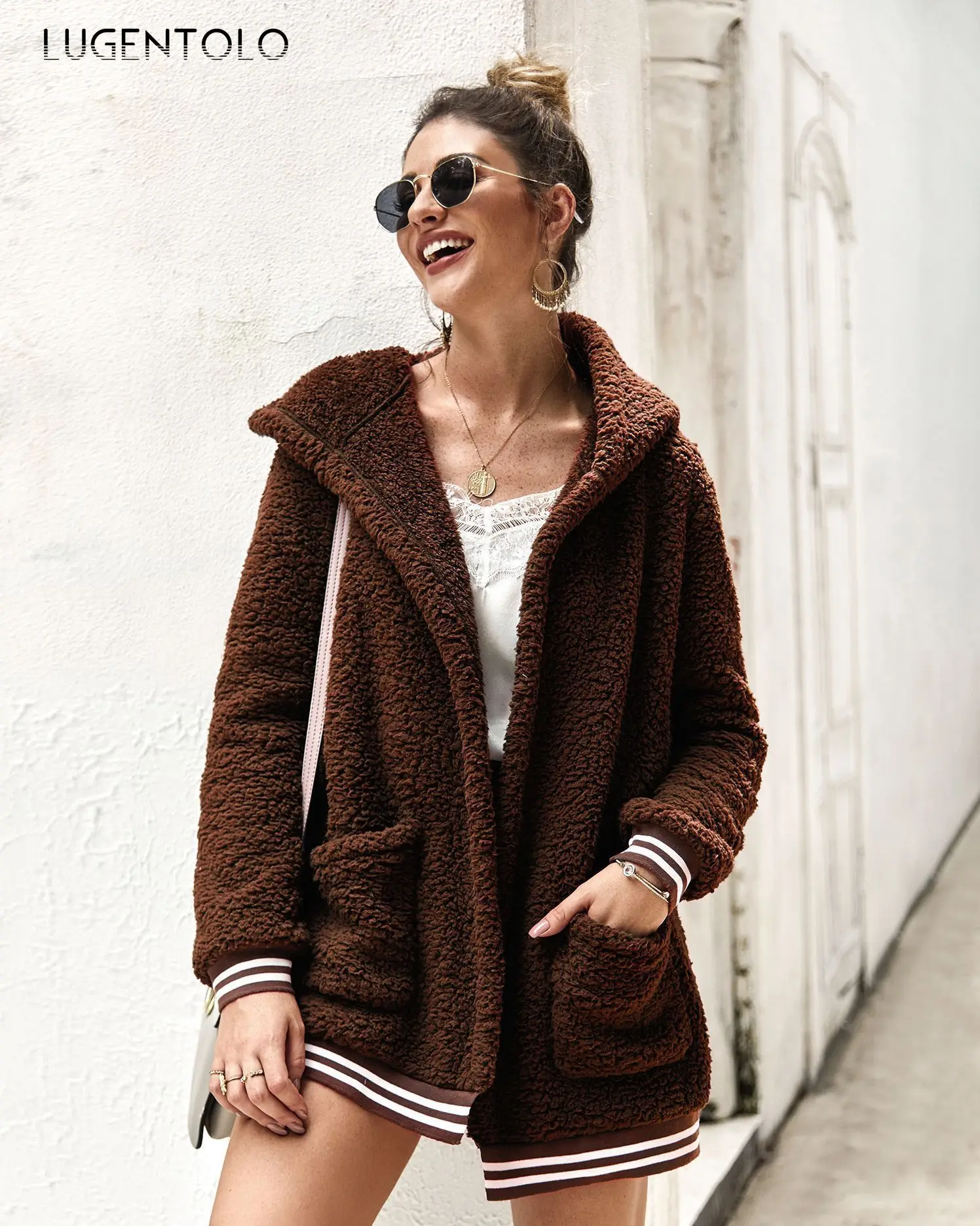 Lugentolo Women Coat Hooded Cardigan Autumn Winter Padded Plush Jacket Warm Solid Loose Pocket New Style Female Coats
Lugentolo Women Coat Hooded Cardigan Autumn Winter Padded Plush Jacket Warm Solid Loose Pocket New Style Female Coats