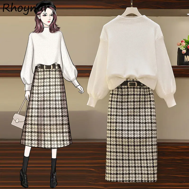 Skirts Women Sets Fashion Elegant Korean Style Winter Temperament Mid-calf Sweaters Lantern Sleeve Warm Feminine Ladies Cozy New
Skirts Women Sets Fashion Elegant Korean Style Winter Temperament Mid-calf Sweaters Lantern Sleeve Warm Feminine Ladies Cozy New