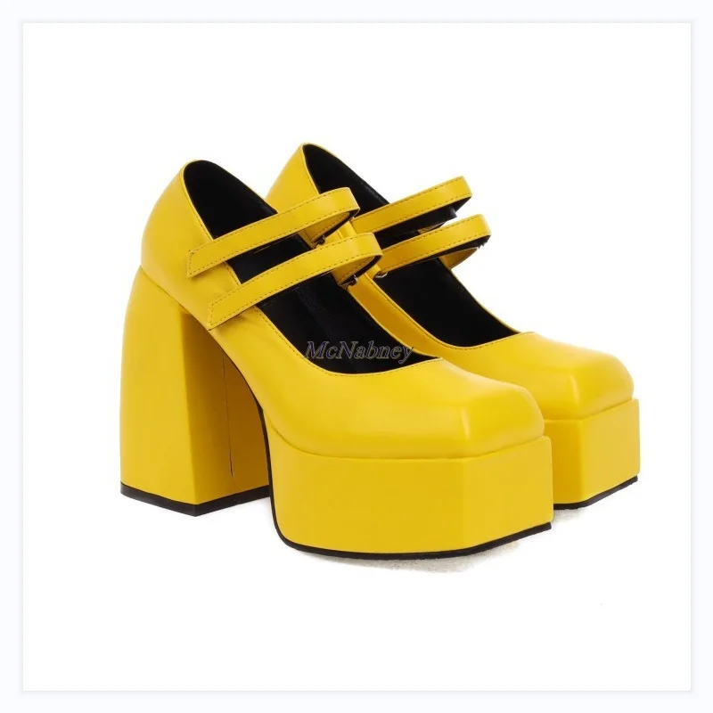 Vegan Leather Yellow Punk Rock Thick Chunky Sole High Heels Two-strap Mary Jane Women Shoes Platform Handmade to Order Big Size
Vegan Leather Yellow Punk Rock Thick Chunky Sole High Heels Two-strap Mary Jane Women Shoes Platform Handmade to Order Big Size