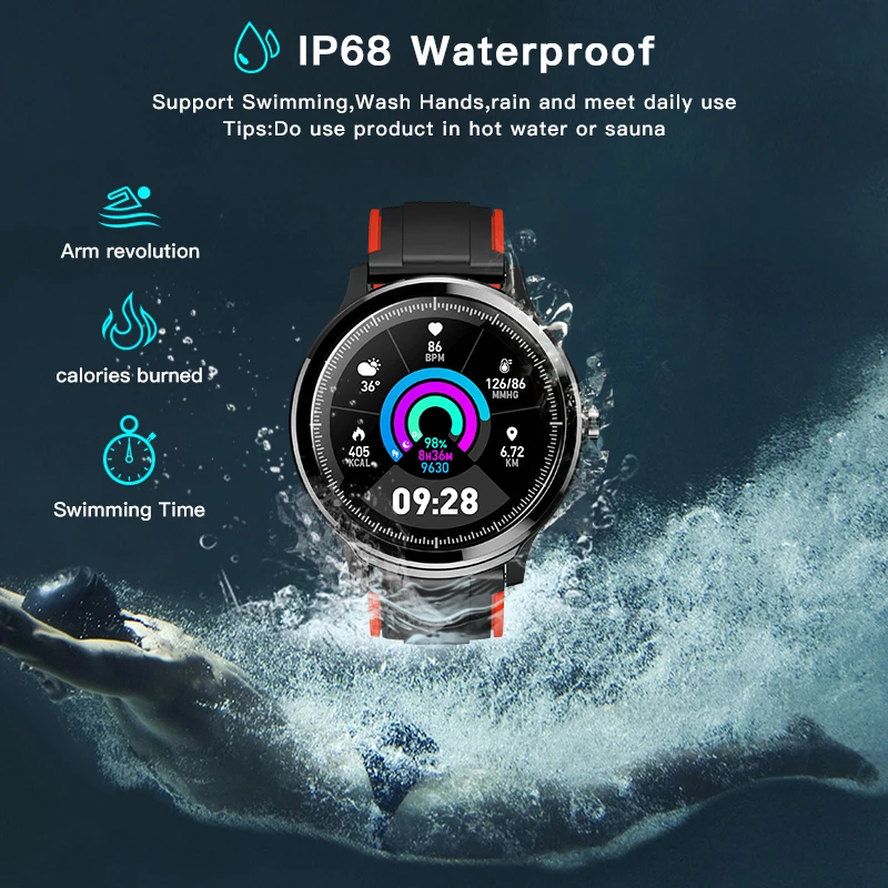KOSPET Probe Smart watch Men IP68 Waterproof 1.3'' Full Touch Round Screen Blood Pressure Heart rate Pedometer Smartwatch Women |