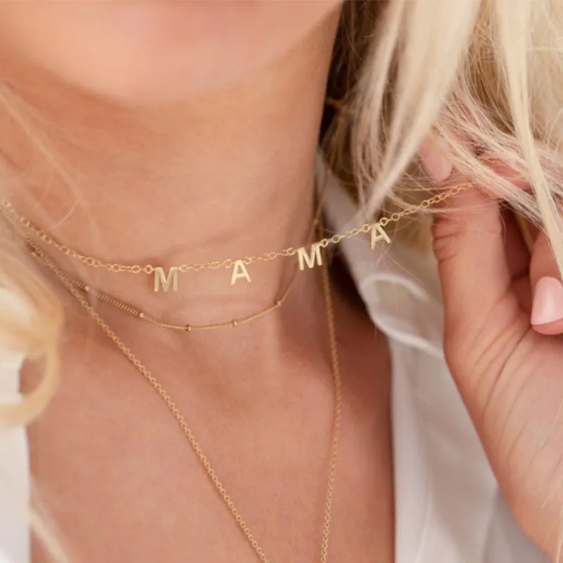 2021 New MAMA Letters Necklace Stainless Steel Mom Baby Lockbone Chain Pendant Choker Female Mother's Day Jewelry Fashion Gift
2021 New MAMA Letters Necklace Stainless Steel Mom Baby Lockbone Chain Pendant Choker Female Mother's Day Jewelry Fashion Gift