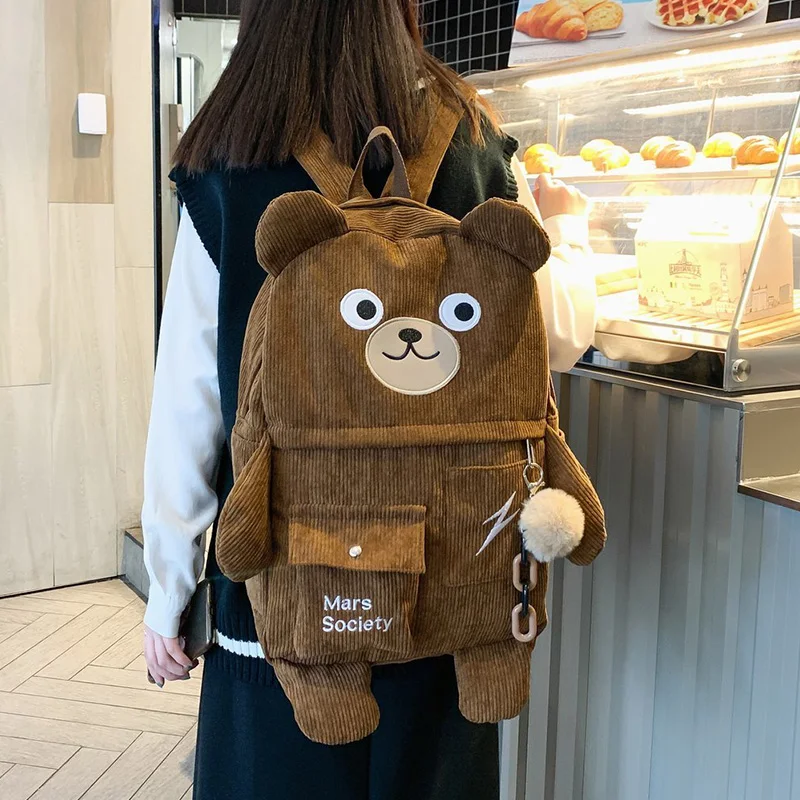 Japanese Corduroy Bear Backpacks for Cute Women Multi-pockets School Bags Large Capacity Backpack Teenger Girls Schoolbag Female
Japanese Corduroy Bear Backpacks for Cute Women Multi-pockets School Bags Large Capacity Backpack Teenger Girls Schoolbag Female