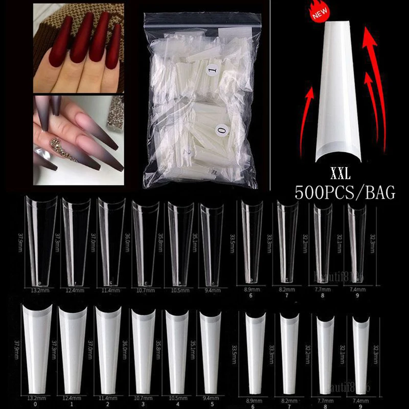 500Pcs Fake Nail French Nails Extension Acrylic Half Cover XXL Long C Curve Coffin Nail Beauty DIY Art Manicure Tools
500Pcs Fake Nail French Nails Extension Acrylic Half Cover XXL Long C Curve Coffin Nail Beauty DIY Art Manicure Tools