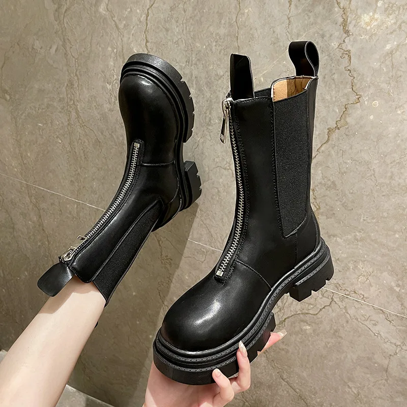 Punk Style Platform Boots Femme Leather Casual Shoes Front Zip Black Beige Women Boots Spring Autumn Fashion Botas Plataforma
Punk Style Platform Boots Femme Leather Casual Shoes Front Zip Black Beige Women Boots Spring Autumn Fashion Botas Plataforma