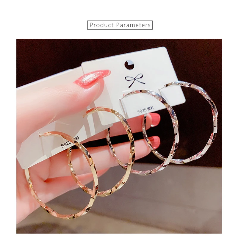 Fashion New Twisted Texture Circle Hoop Earrings Personality Exaggerated Big Circle Ear Buckle S925 Silver Needle Earring
Fashion New Twisted Texture Circle Hoop Earrings Personality Exaggerated Big Circle Ear Buckle S925 Silver Needle Earring