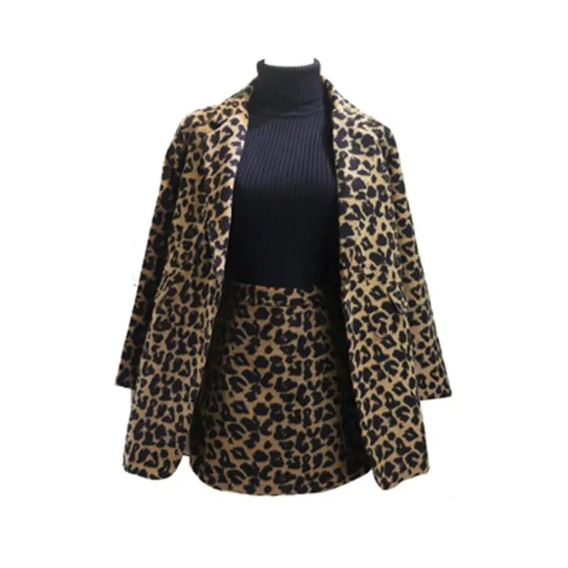 Fashion suit female winter / spring New high quality Loose woolen Leopard double breasted jacket + bag hip skirt suit women
Fashion suit female winter / spring New high quality Loose woolen Leopard double breasted jacket + bag hip skirt suit women