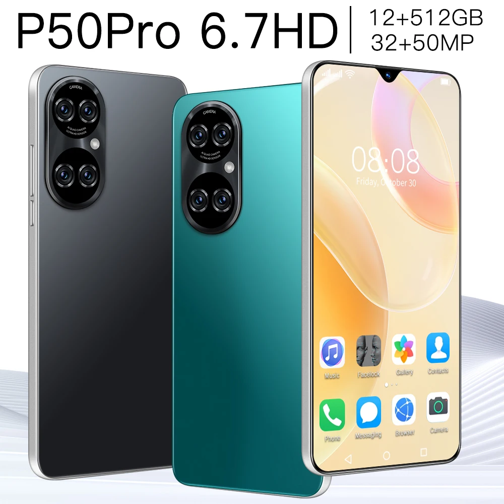 2022 P50Pro 6.7 Inch 16+512GB Dual SIM+Micro SD 5000mAh Fingerprint Unlock 24+48MP 10 Core Cheap Smart Phone Cellphones MTK6889
2022 P50Pro 6.7 Inch 16+512GB Dual SIM+Micro SD 5000mAh Fingerprint Unlock 24+48MP 10 Core Cheap Smart Phone Cellphones MTK6889