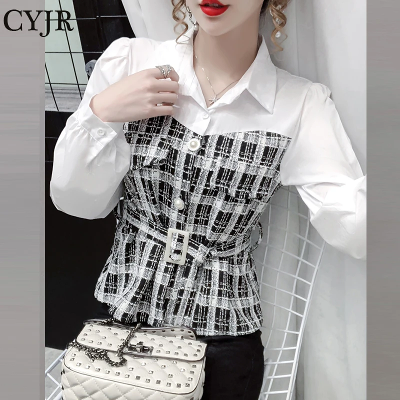 Women New Plaid Shirt Female Autumn Korean Loose Long-sleeved Stitching Fake Two-piece Blouse Turn-Down Collar Top Female
Women New Plaid Shirt Female Autumn Korean Loose Long-sleeved Stitching Fake Two-piece Blouse Turn-Down Collar Top Female