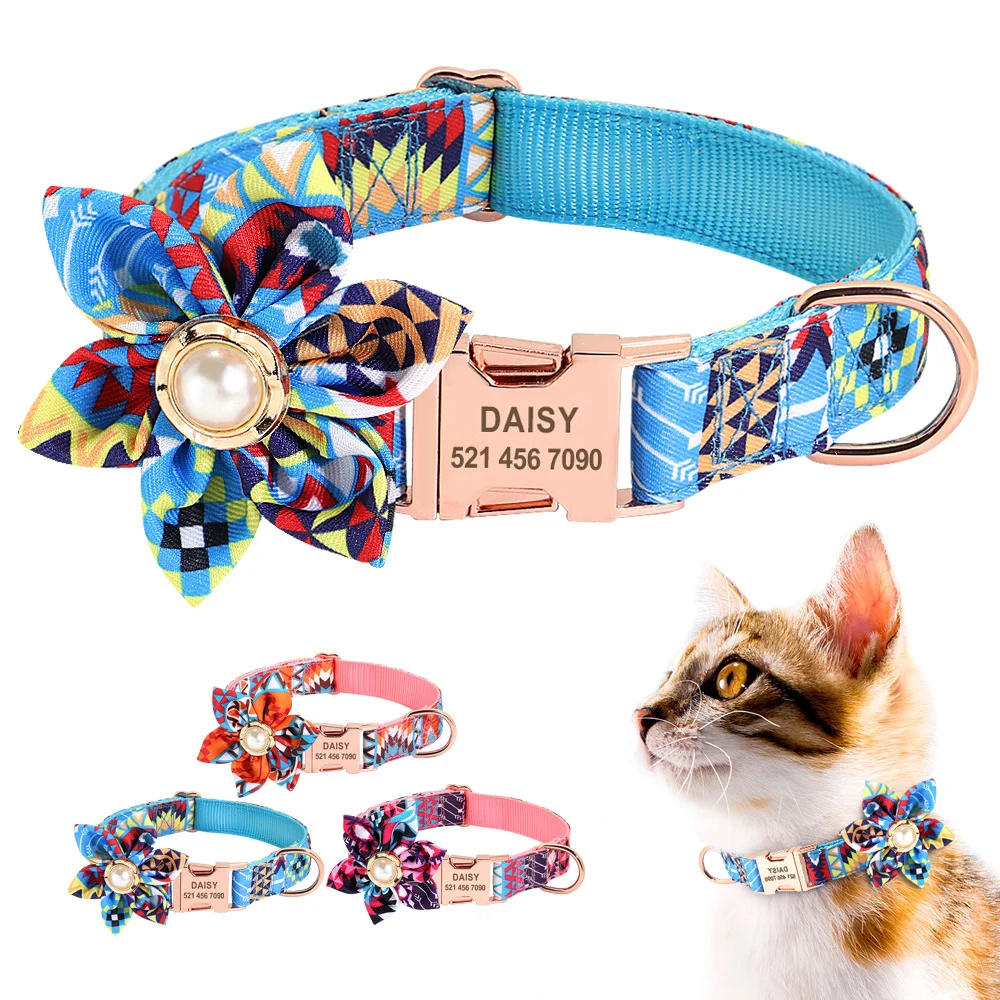 Custom Engraved Dog Collar With Leash Nylon Printed Dog ID Collars Pet Walking Belt For Small Medium Large Dogs Flower Accessory
Custom Engraved Dog Collar With Leash Nylon Printed Dog ID Collars Pet Walking Belt For Small Medium Large Dogs Flower Accessory