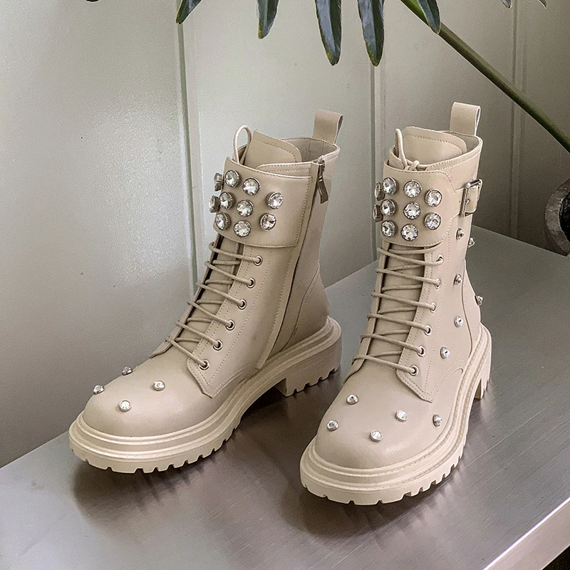 Ankle Boots Women Genuine Cow Leather Lace-Up Round Toe Lady Booties Autumn Winter Platform Sole Shoes Handmade
Ankle Boots Women Genuine Cow Leather Lace-Up Round Toe Lady Booties Autumn Winter Platform Sole Shoes Handmade