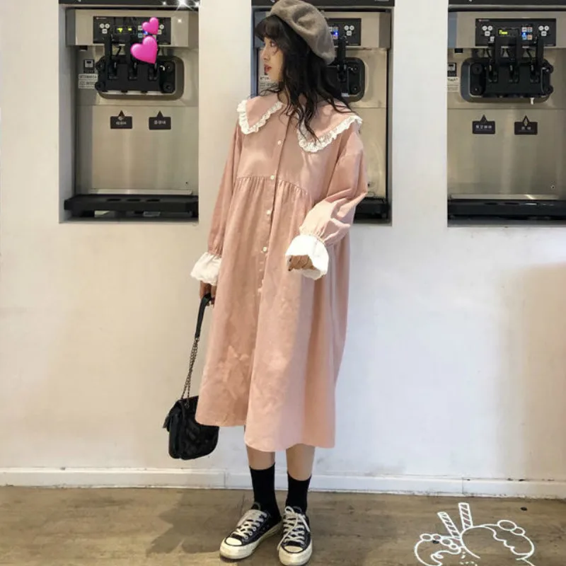 Women Dresses Kawaii Vintage Sweet Korean Long Sleeve Chic Casual Simple Daily Button Womens
Women Dresses Kawaii Vintage Sweet Korean Long Sleeve Chic Casual Simple Daily Button Womens