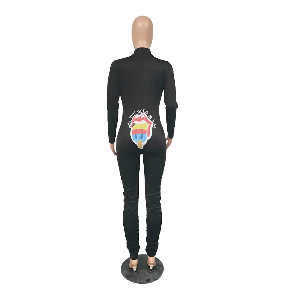 2021 Hot Recommend Style Mouth Printed High Waist Trousers Women Zipper Long Sleeve Jumpsuit Romper Overalls Sexy Fitness Wear
2021 Hot Recommend Style Mouth Printed High Waist Trousers Women Zipper Long Sleeve Jumpsuit Romper Overalls Sexy Fitness Wear