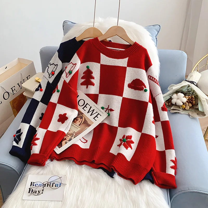 Red Christmas Sweater 2021 Winter Oversized Knitted Jumpers Loose Vintage Pull Jumpers Sweater Girls Tops O Neck Plaid Sweaters
Red Christmas Sweater 2021 Winter Oversized Knitted Jumpers Loose Vintage Pull Jumpers Sweater Girls Tops O Neck Plaid Sweaters