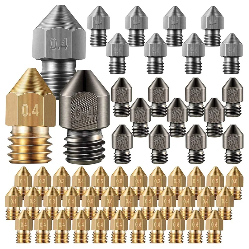 MK8 3D Printer Extruder Nozzle Hardened Steel, Brass Nozzle High Temperature Nozzles Compatible For Makerbot, Ender 3
MK8 3D Printer Extruder Nozzle Hardened Steel, Brass Nozzle High Temperature Nozzles Compatible For Makerbot, Ender 3