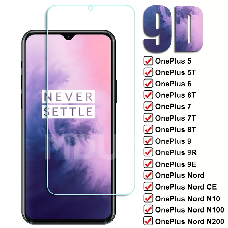 

9D закаленное стекло для Oneplus 9 9R 9E 8T 7 7T 6 6T 5 5T защита экрана OnePlus Nord 2 CE N10 N100 N200 Защитная стеклянная пленка