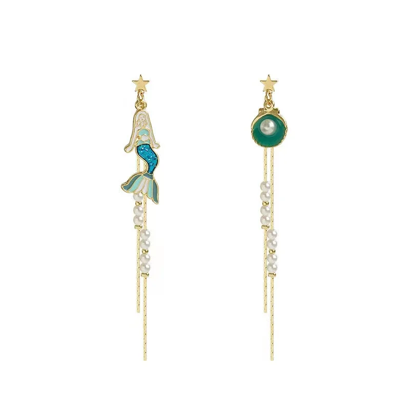 Mermaid earrings temperament long style thin face tassel earrings blue earrings new style fairy tale lady temperament female
Mermaid earrings temperament long style thin face tassel earrings blue earrings new style fairy tale lady temperament female